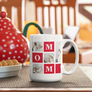 Modern Collage Photo Best Mum Ever Red Gifts Coffee Mug