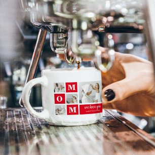 Modern Collage Photo Best Mum Ever Red Gifts Espresso Cup