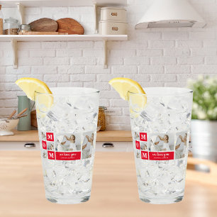 Modern Collage Photo Best Mum Ever Red Gifts Glass