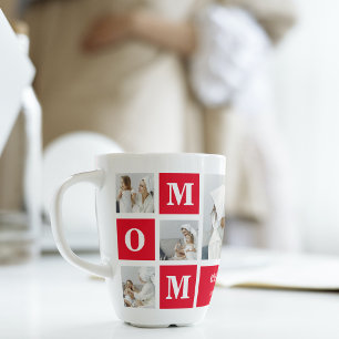 Modern Collage Photo Best Mum Ever Red Gifts Latte Mug
