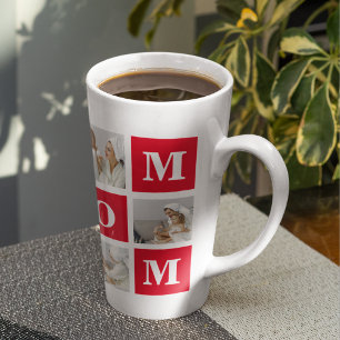 Modern Collage Photo Best Mum Ever Red Gifts Latte Mug