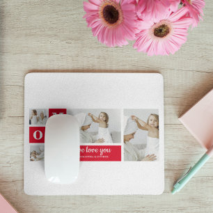 Modern Collage Photo Best Mum Ever Red Gifts Mouse Pad