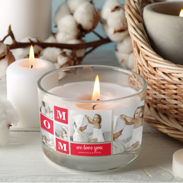 Modern Collage Photo Best Mum Ever Red Gifts Rectangular Sticker (Creator Uploaded)