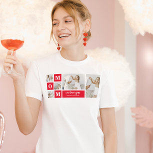 Modern Collage Photo Best Mum Ever Red Gifts T-Shirt