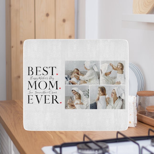 Modern Collage Photo Best Mum Happy Mothers Day Cutting Board (Creator Uploaded)