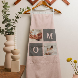Modern Collage Photo Best Mum Pink & Grey Gift Apron