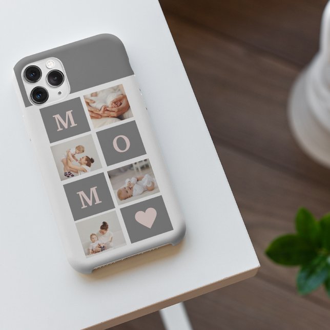 Modern Collage Photo Best Mum  Pink & Grey Gift iPhone Case (Creator Uploaded)