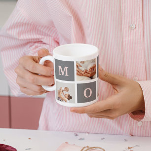 Modern Collage Photo Best Mum Pink & Grey Gift Mug