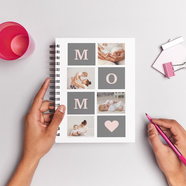 Modern Collage Photo Best Mum  Pink & Grey Gift Notebook (Creator Uploaded)