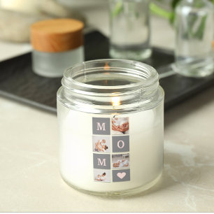 Modern Collage Photo Best Mum  Pink & Grey Gift Square Sticker