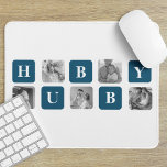 Modern Collage Photo Blue Best Hubby Ever Gift Mouse Pad<br><div class="desc">The "Modern Collage Photo Blue Best Hubby Ever Gift" is a personalised photo gift that showcases a collection of pictures featuring the best moments shared between you and your beloved husband. This particular version features a blue theme, making it a stylish and contemporary addition to any decor.This gift is perfect...</div>