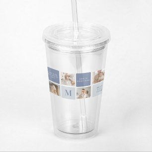 Modern Collage Photo & Blue Happy Fathers Day Gift Acrylic Tumbler
