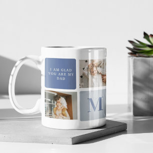 Modern Collage Photo & Blue Happy Fathers Day Gift Coffee Mug