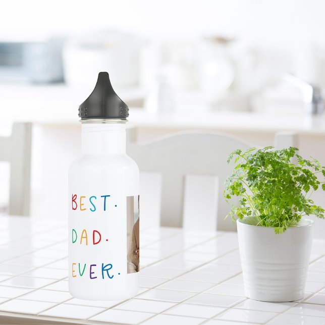 Modern Collage Photo Colourful Best Dad Ever Gift 532 Ml Water Bottle (Creator Uploaded)