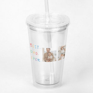 Modern Collage Photo Colourful Best Dad Ever Gift Acrylic Tumbler