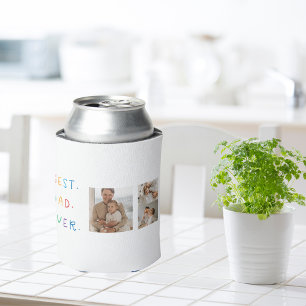 Modern Collage Photo Colourful Best Dad Ever Gift Can Cooler