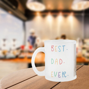 Modern Collage Photo Colourful Best Dad Ever Gift Frosted Glass Coffee Mug