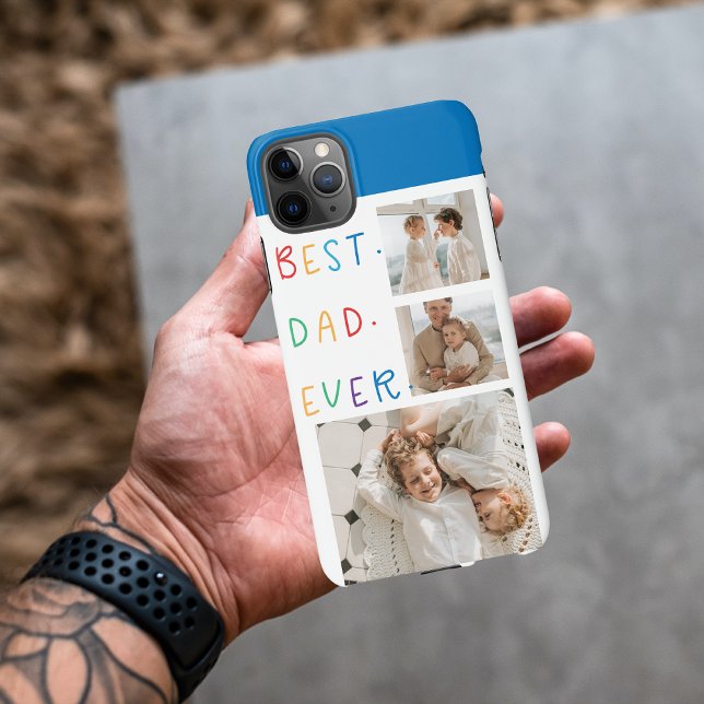 Modern Collage Photo Colourful Best Dad Ever Gift iPhone Case (Creator Uploaded)