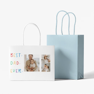 Modern Collage Photo Colourful Best Dad Ever Gift Large Gift Bag