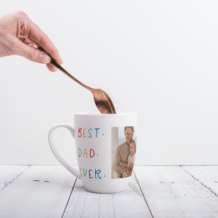 Modern Collage Photo Colourful Best Dad Ever Gift Latte Mug