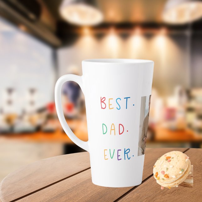 Modern Collage Photo Colourful Best Dad Ever Gift Latte Mug (Creator Uploaded)