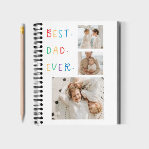 Modern Collage Photo Colourful Best Dad Ever Gift Notebook