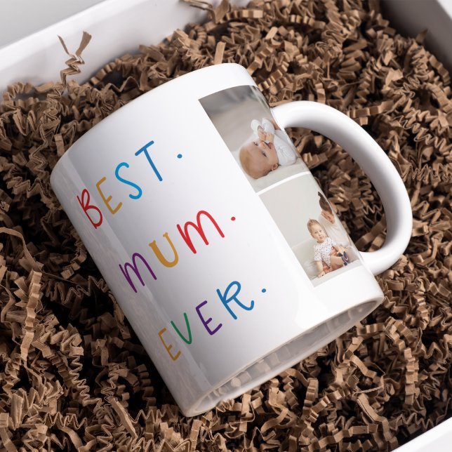 Modern Collage Photo & Colourful Best Mum Ever Gif Coffee Mug (Creator Uploaded)