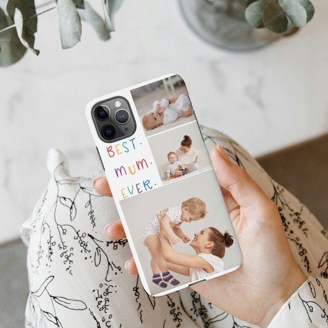 Modern Collage Photo & Colourful Best Mum Ever Gif iPhone Case (Creator Uploaded)