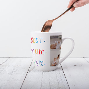 Modern Collage Photo & Colourful Best Mum Ever Gif Latte Mug