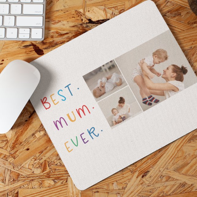 Modern Collage Photo & Colourful Best Mum Ever Gif Mouse Pad (Creator Uploaded)