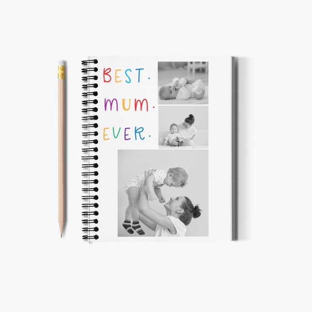 Modern Collage Photo & Colourful Best Mum Ever Gif Notebook (Creator Uploaded)