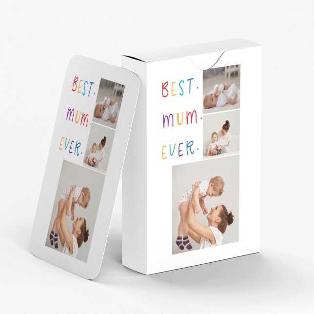 Modern Collage Photo & Colourful Best Mum Ever Gif Playing Cards (Creator Uploaded)