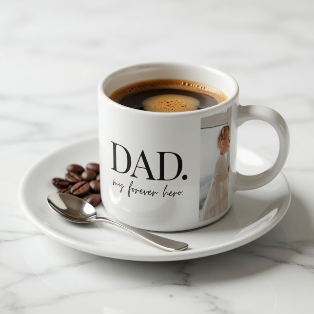Modern Collage Photo Dad Forever Hero Personalised Espresso Cup (Creator Uploaded)