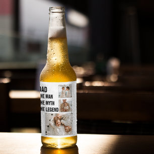 Modern Collage Photo   `Dad Gift Beer Bottle Label