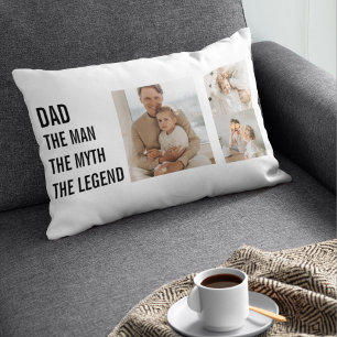 Modern Collage Photo Dad Gift Lumbar Cushion