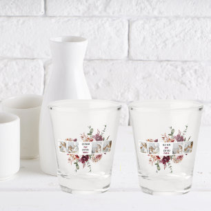 Modern Collage Photo Flowers Frame Best Mom Gift Shot Glass