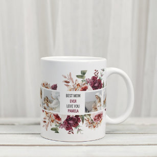 Modern Collage Photo Flowers Frame Best Mum Gift Coffee Mug