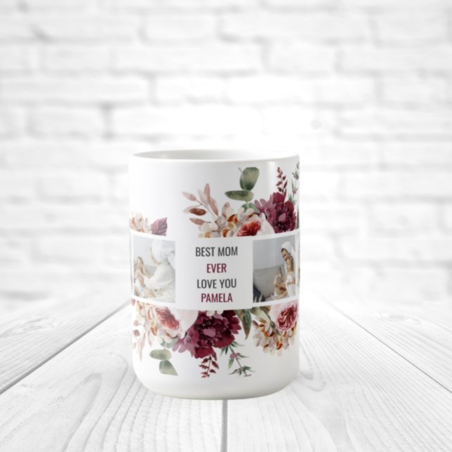 Modern Collage Photo Flowers Frame Best Mum Gift Coffee Mug (Creator Uploaded)