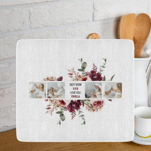 Modern Collage Photo Flowers Frame Best Mum Gift Cutting Board