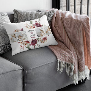 Modern Collage Photo Flowers Frame Best Mum Gift Lumbar Cushion