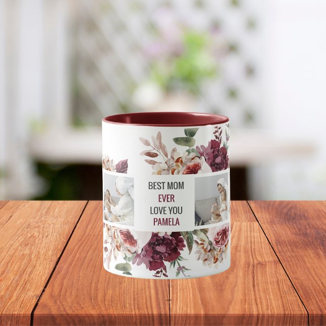 Modern Collage Photo Flowers Frame Best Mum Gift Mug (Creator Uploaded)