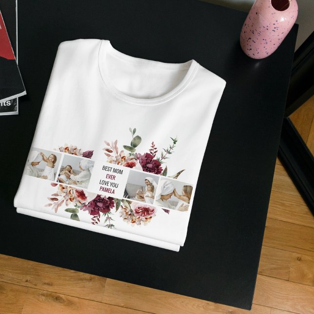 Modern Collage Photo Flowers Frame Best Mum Gift T-Shirt (Creator Uploaded)