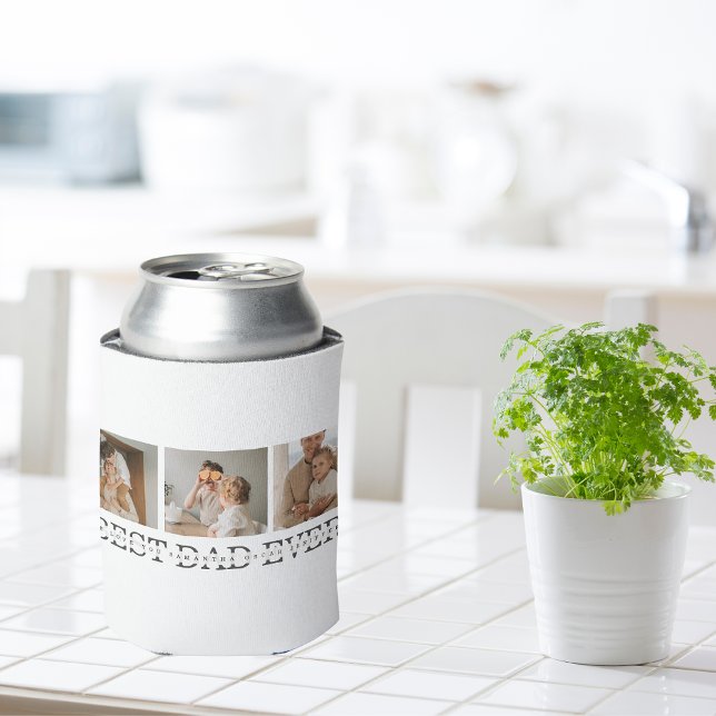 Modern Collage Photo & Grey Best Dad Ever Gift Can Cooler (Creator Uploaded)