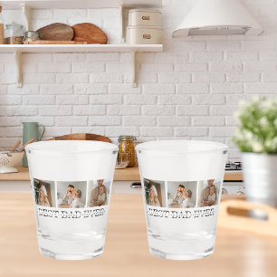 Modern Collage Photo & Grey Best Dad Ever Gift Shot Glass