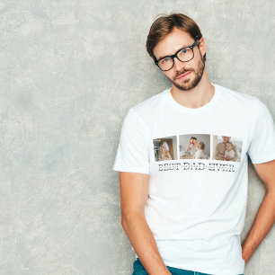 Modern Collage Photo & Grey Best Dad Ever Gift T-Shirt