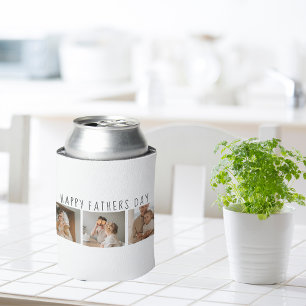 Modern Collage Photo & Happy Fathers Day Best Gift Can Cooler