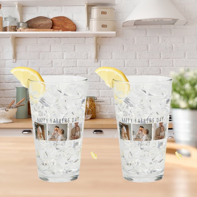 Modern Collage Photo & Happy Fathers Day Best Gift Glass (Creator Uploaded)