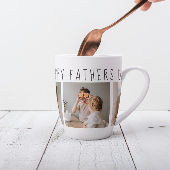 Modern Collage Photo & Happy Fathers Day Best Gift Latte Mug (Creator Uploaded)