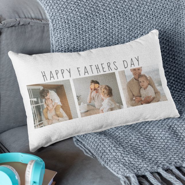 Modern Collage Photo & Happy Fathers Day Best Gift Lumbar Cushion (Creator Uploaded)
