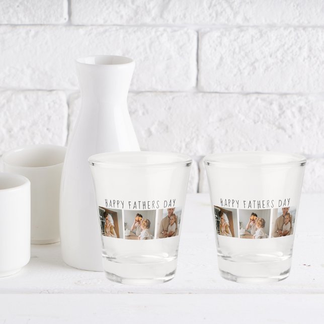 Modern Collage Photo & Happy Fathers Day Best Gift Shot Glass (Creator Uploaded)